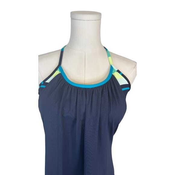 NWT Lululemon Size 8 No Limits Tank Top Navy Built-In Bra & Striped Back Detail - Picture 2 of 16
